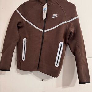 Nike Tech Brown Hoodie with White Accents